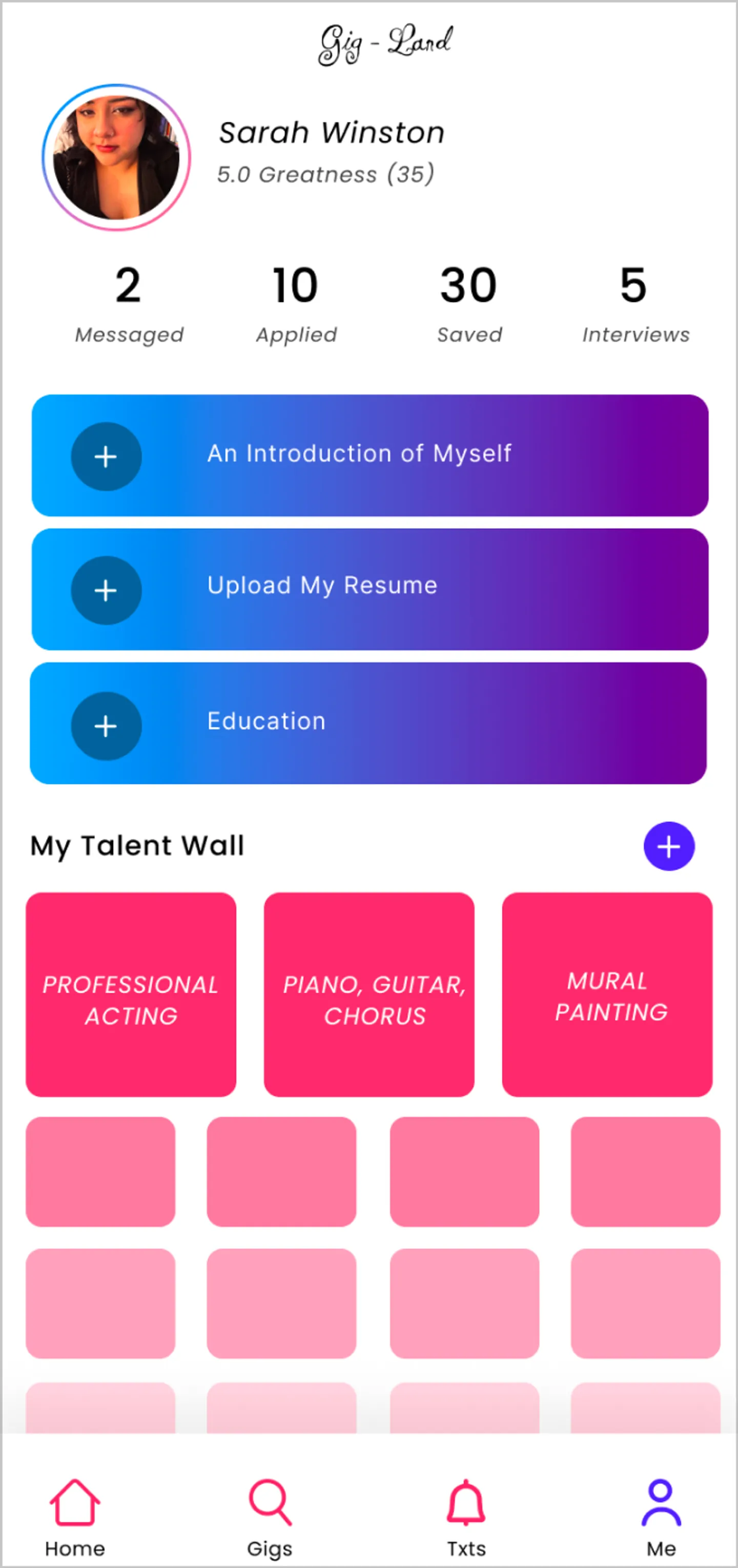 Image for the IxD project Gig-Land