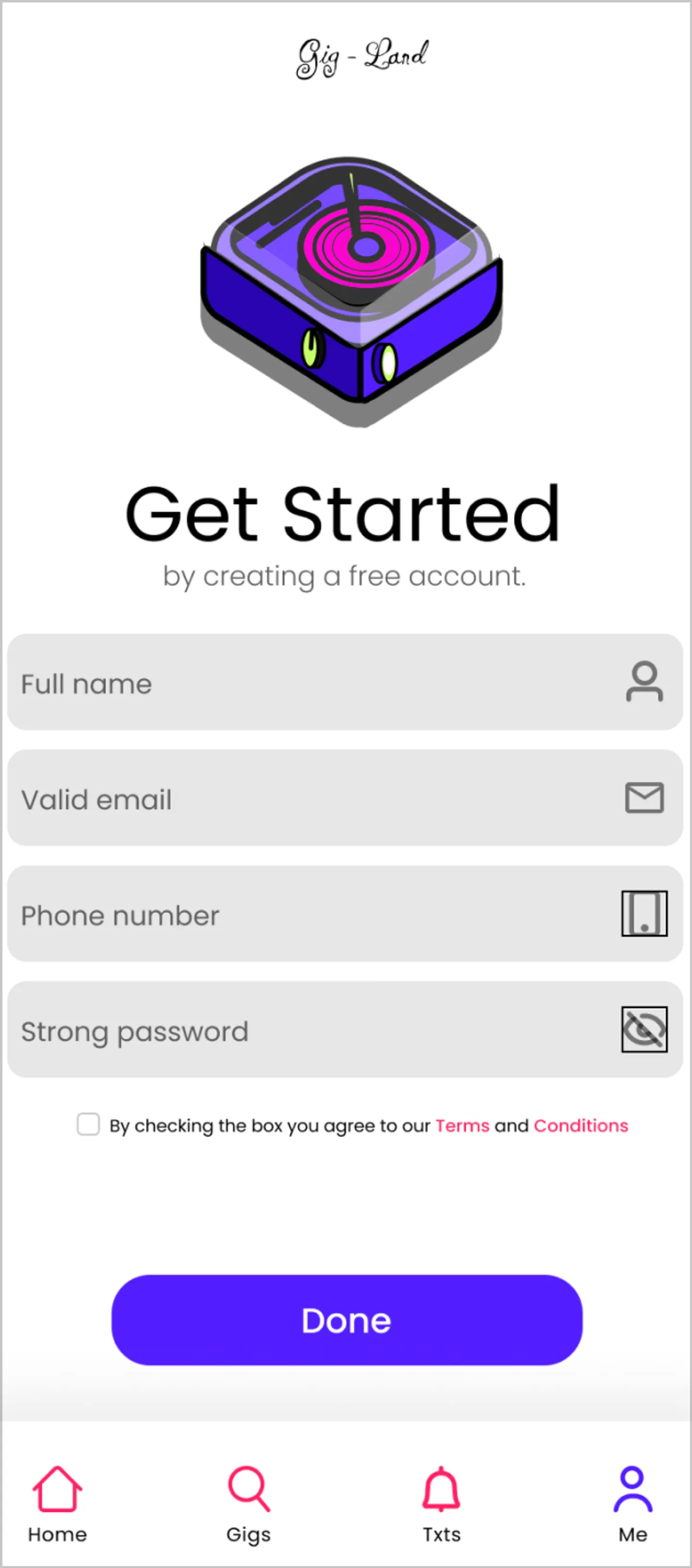 Image for the IxD project Gig-Land