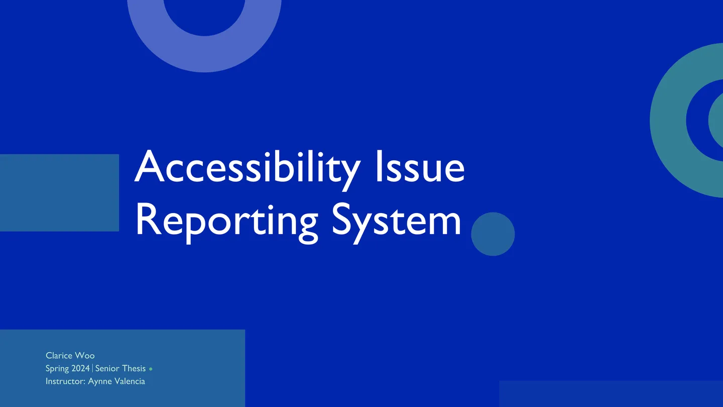 Image of Clarice Woos project Accessibility Issue Reporting System